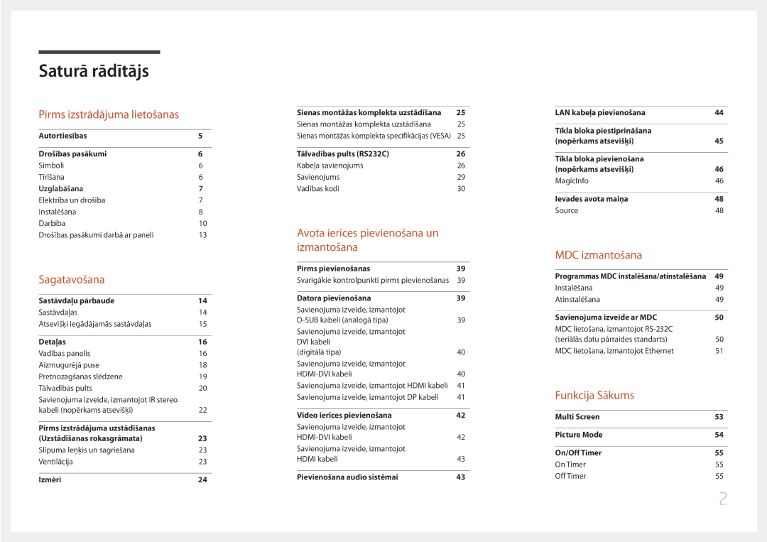 Samsung LH85QMDPLGC/EN manual Saturā rādītājs 