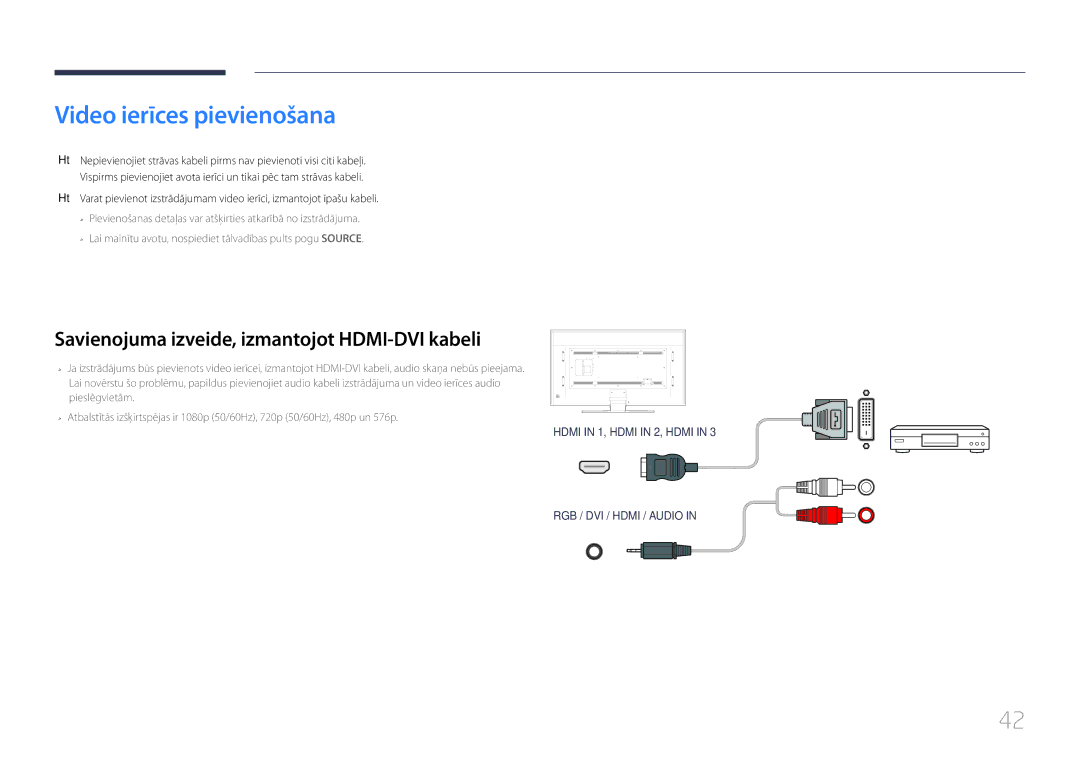 Samsung LH85QMDPLGC/EN manual Video ierīces pievienošana 