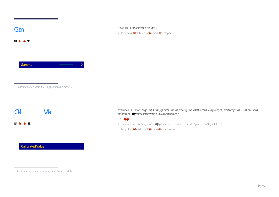 Samsung LH85QMDPLGC/EN manual Calibrated Value, Menu m → Picture → Gamma → Enter E, Dont Apply / Apply 