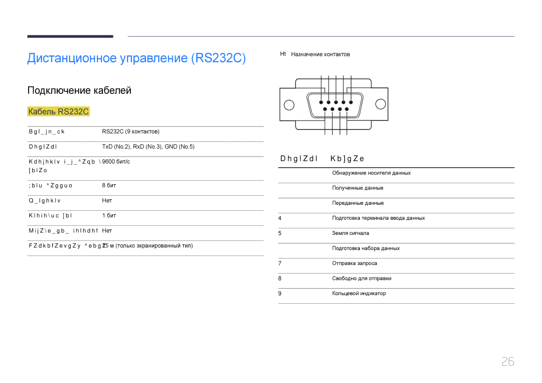 Samsung LH85QMDPLGC/EN manual Дистанционное управление RS232C, Подключение кабелей, Кабель RS232C, Контакт Сигнал 