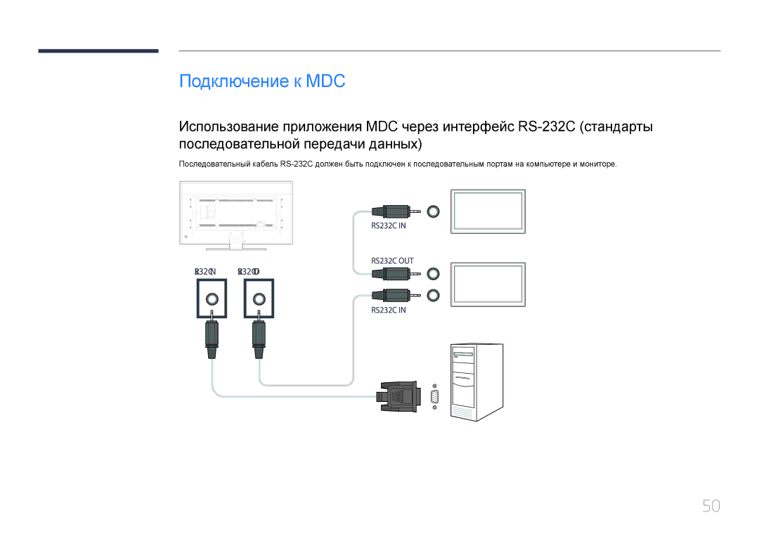 Samsung LH85QMDPLGC/EN manual Подключение к MDC 