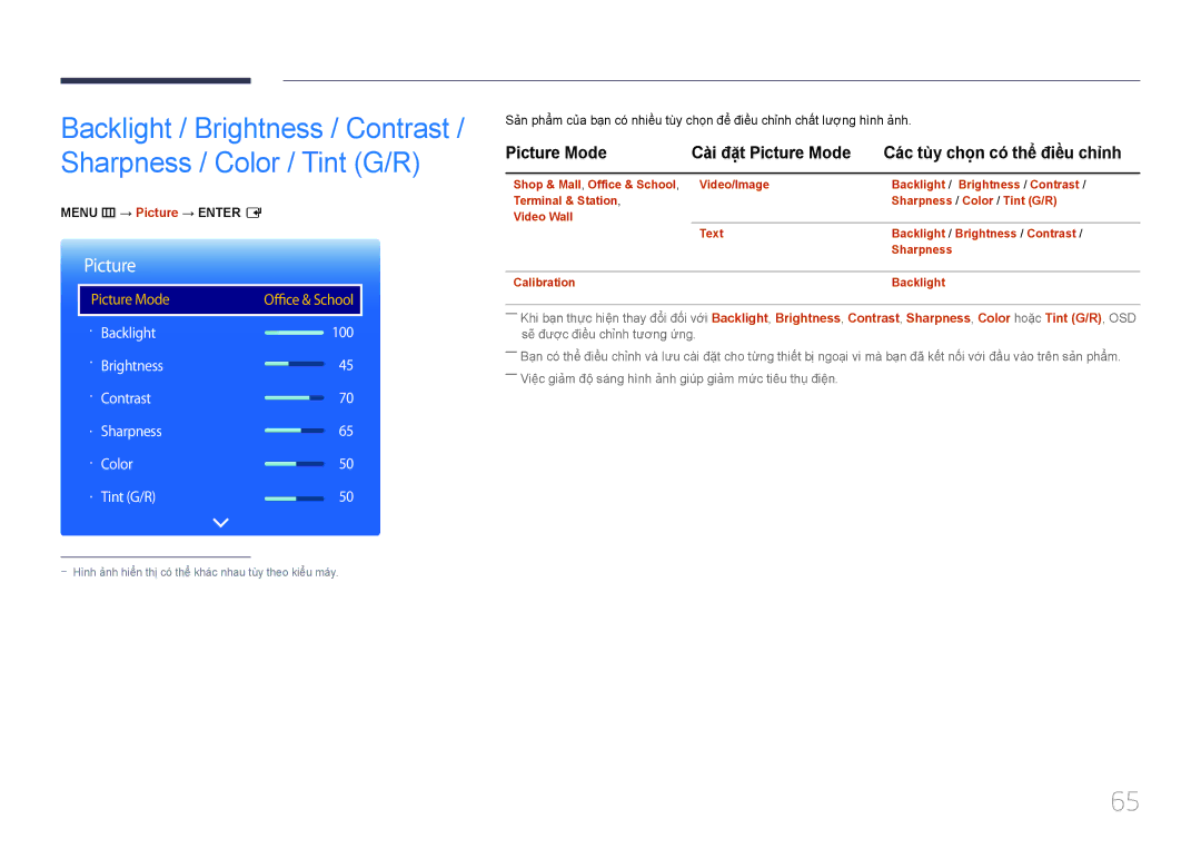 Samsung LH85QMDPLGC/XY, LH85QMDPLGC/XV manual Menu m → Picture → Enter E 