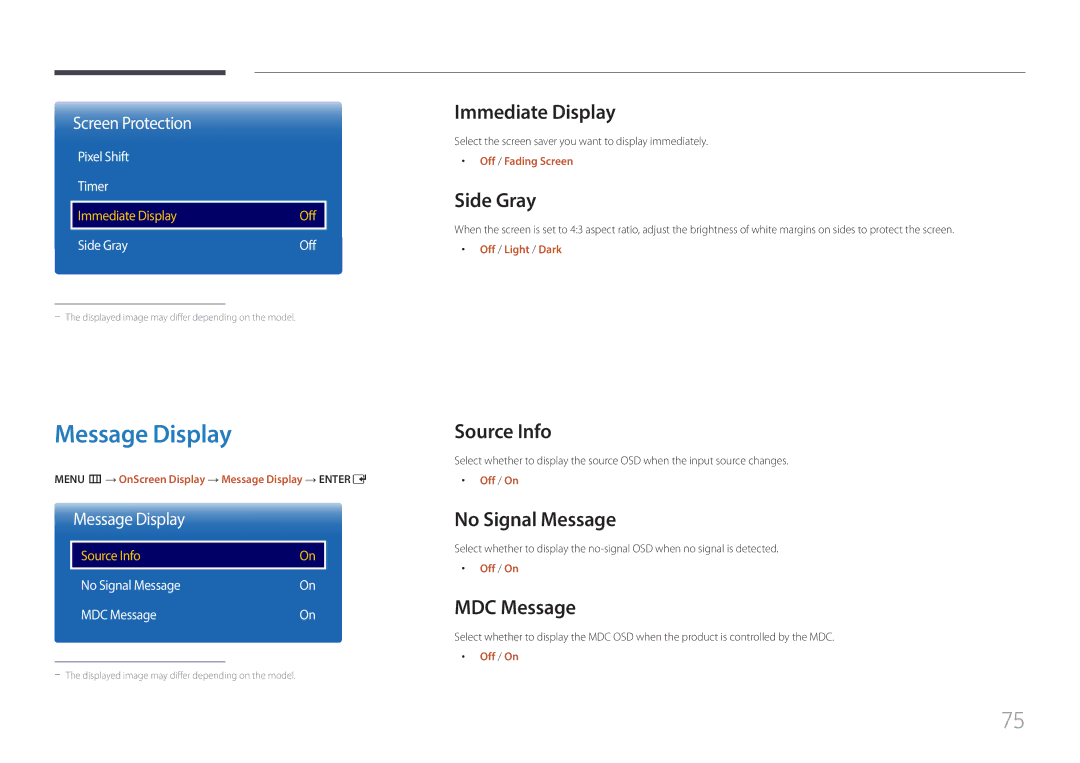 Samsung LH85QMFPLGC/CH, LH85QMFPLGC/EN, LH85QMFPLGC/UE, LH85QMFPLGC/XV manual Message Display 