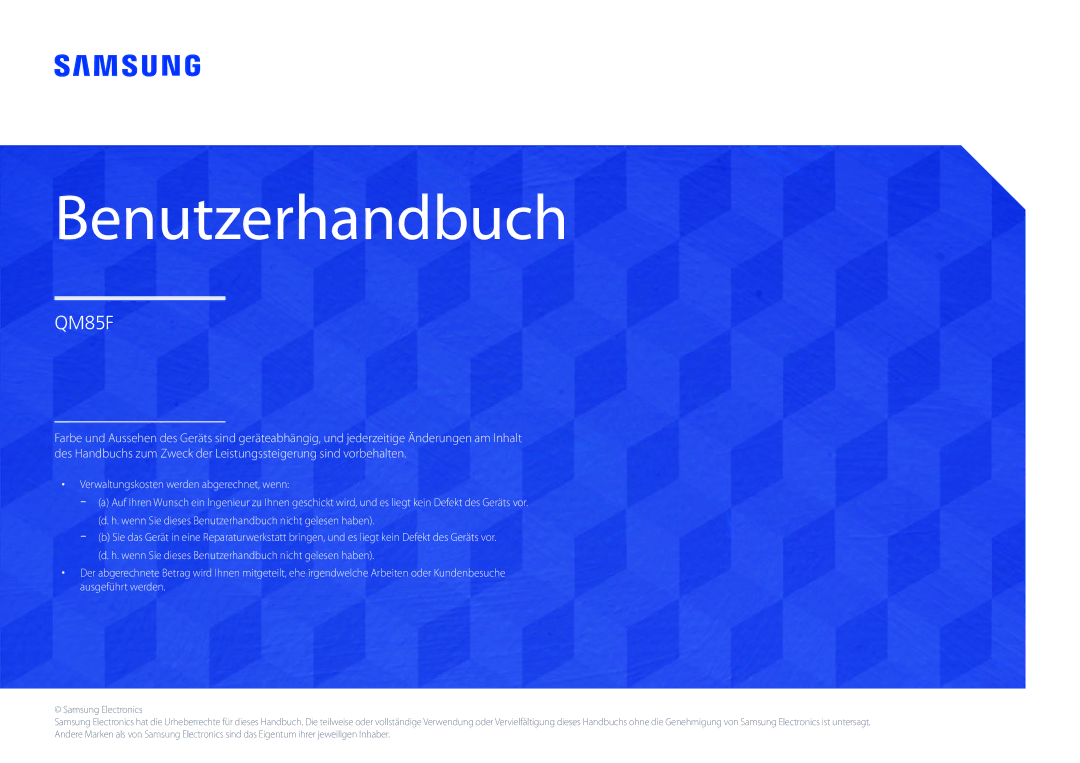 Samsung LH85QMFPLGC/EN manual Benutzerhandbuch 