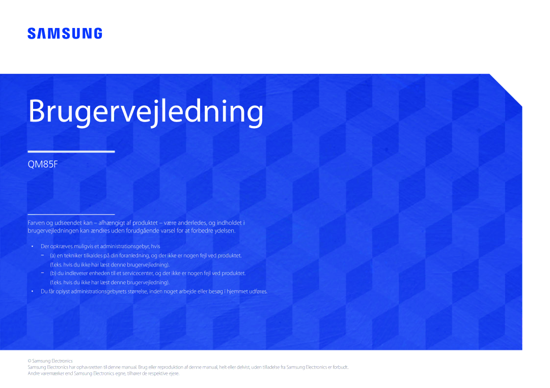 Samsung LH85QMFPLGC/EN manual Brugervejledning 