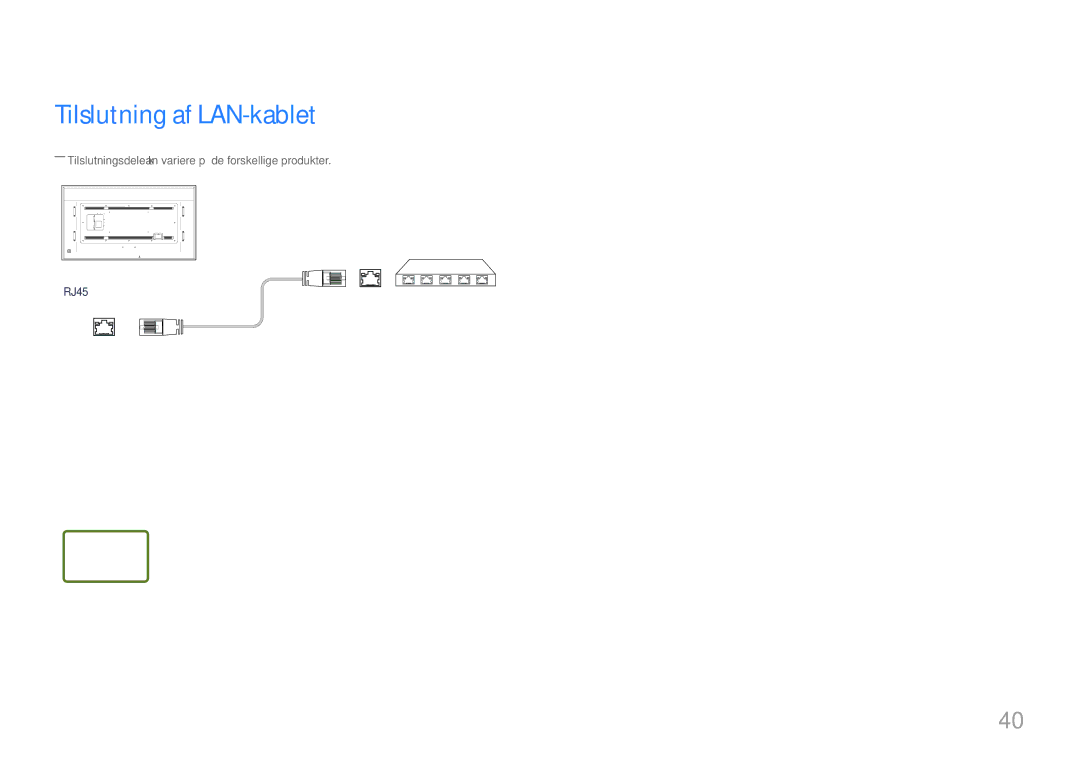 Samsung LH85QMFPLGC/EN manual Tilslutning af LAN-kablet 
