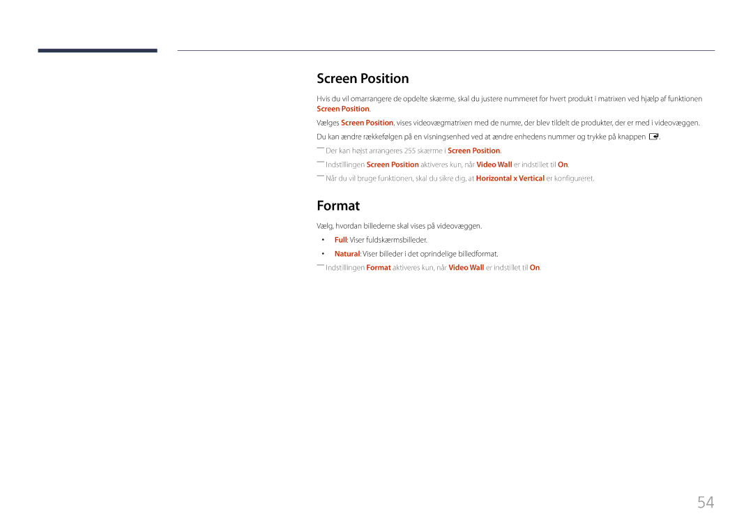 Samsung LH85QMFPLGC/EN manual Screen Position, Format 