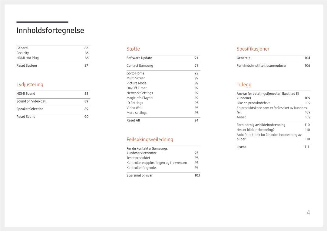 Samsung LH85QMFPLGC/EN manual Lydjustering 