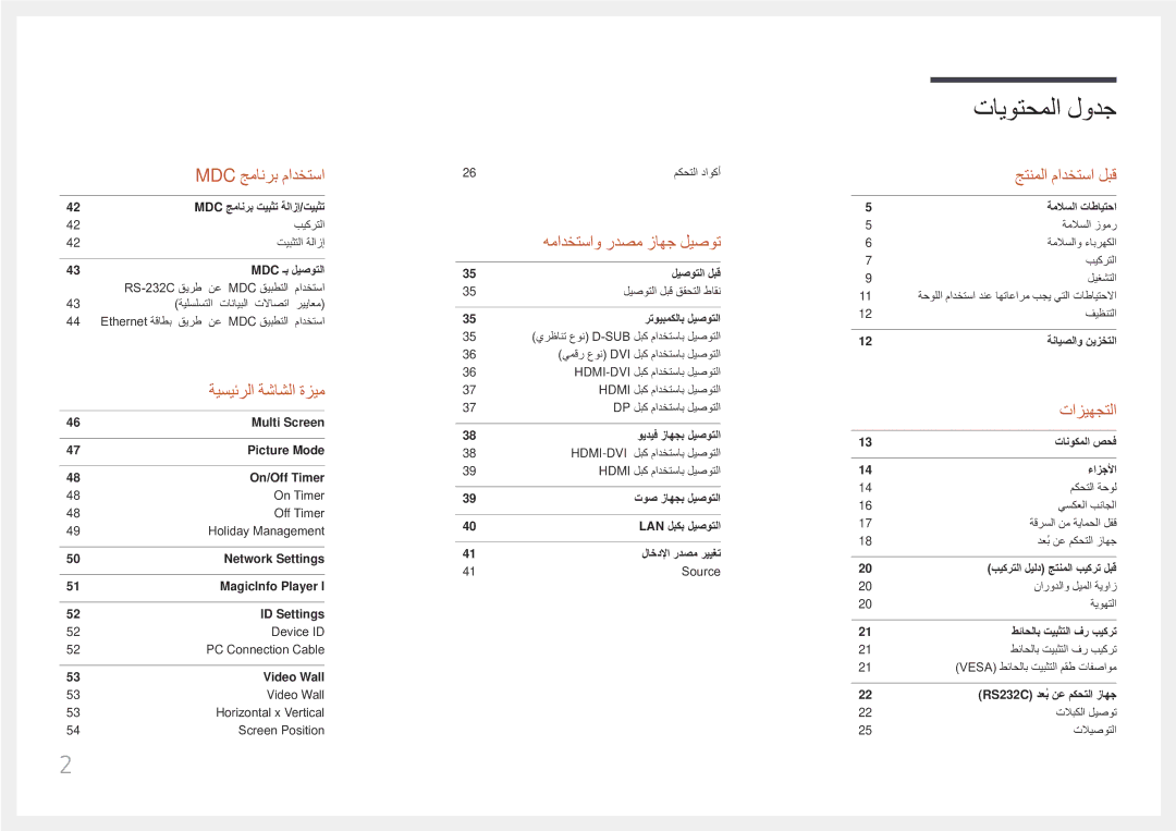 Samsung LH85QMFPLGC/UE manual تايوتحملا لودج 