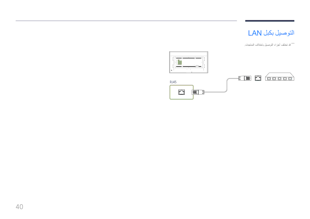 Samsung LH85QMFPLGC/UE manual Lan لبكب ليصوتلا 