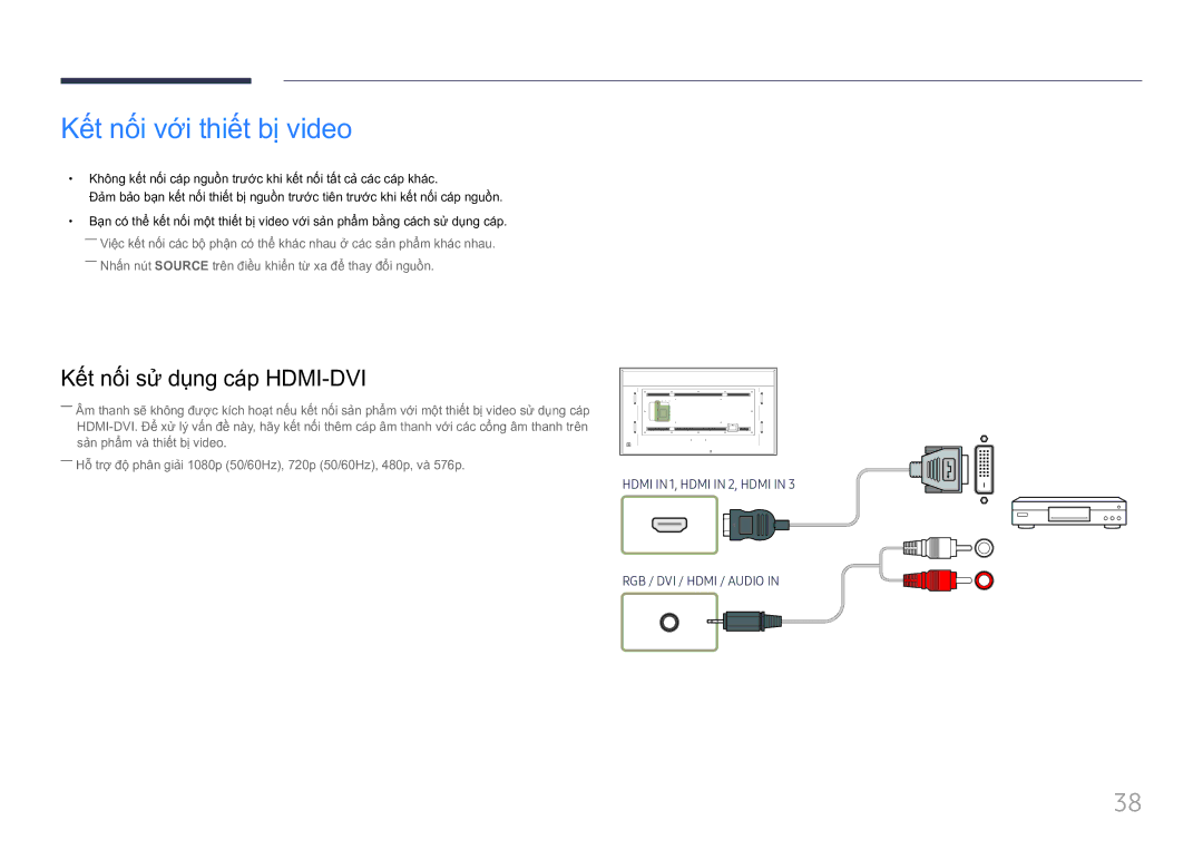 Samsung LH85QMFPLGC/XV manual Kết nối vơi thiết bi video 