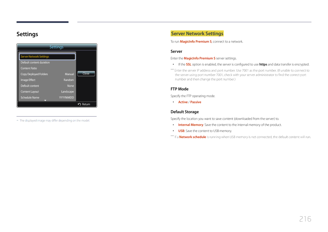 Samsung LH95MECPLBC/EN, LH95MECPLBC/UE, LH95MECPLBC/NG, LH95MECPLBC/HD 216, To run MagicInfo Premium S, connect to a network 