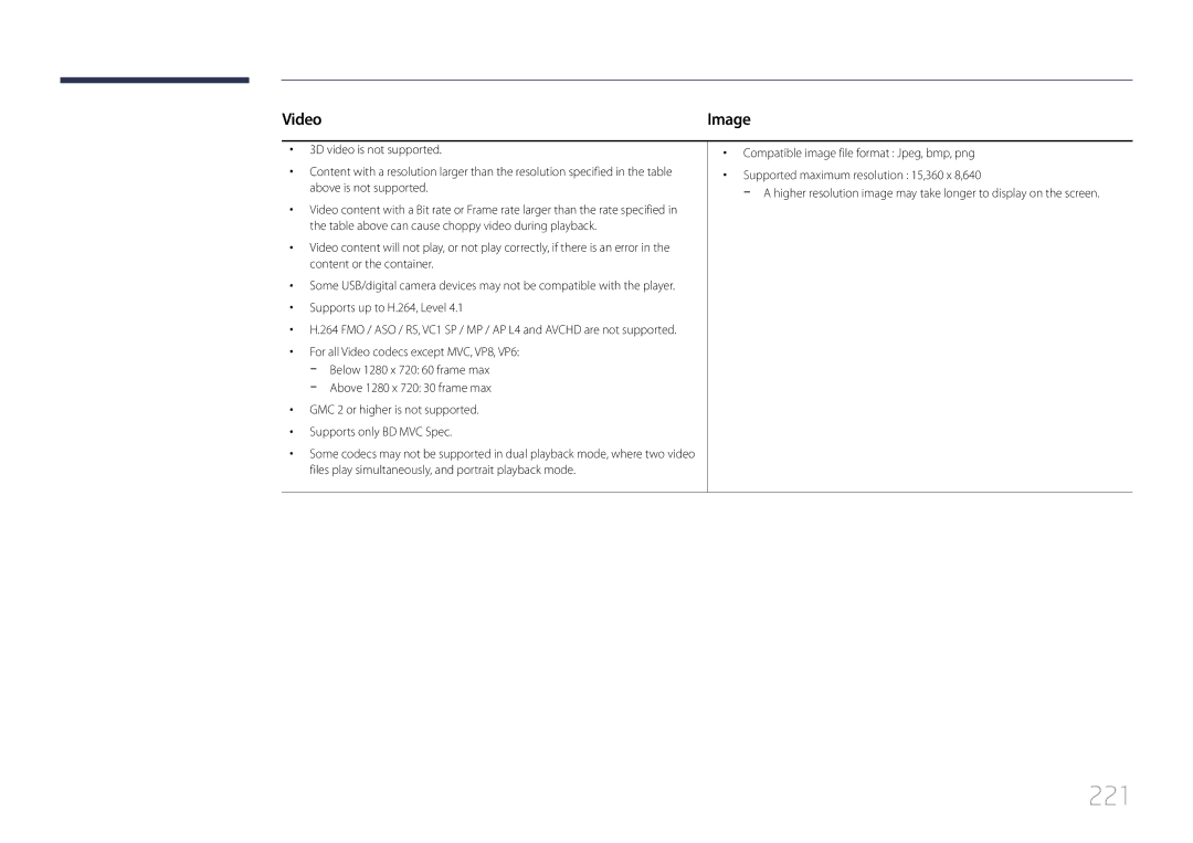 Samsung LH95MECPLBC/XS, LH95MECPLBC/EN, LH95MECPLBC/UE, LH95MECPLBC/NG, LH95MECPLBC/HD, LH95MECPLBC/XY manual 221, Video 