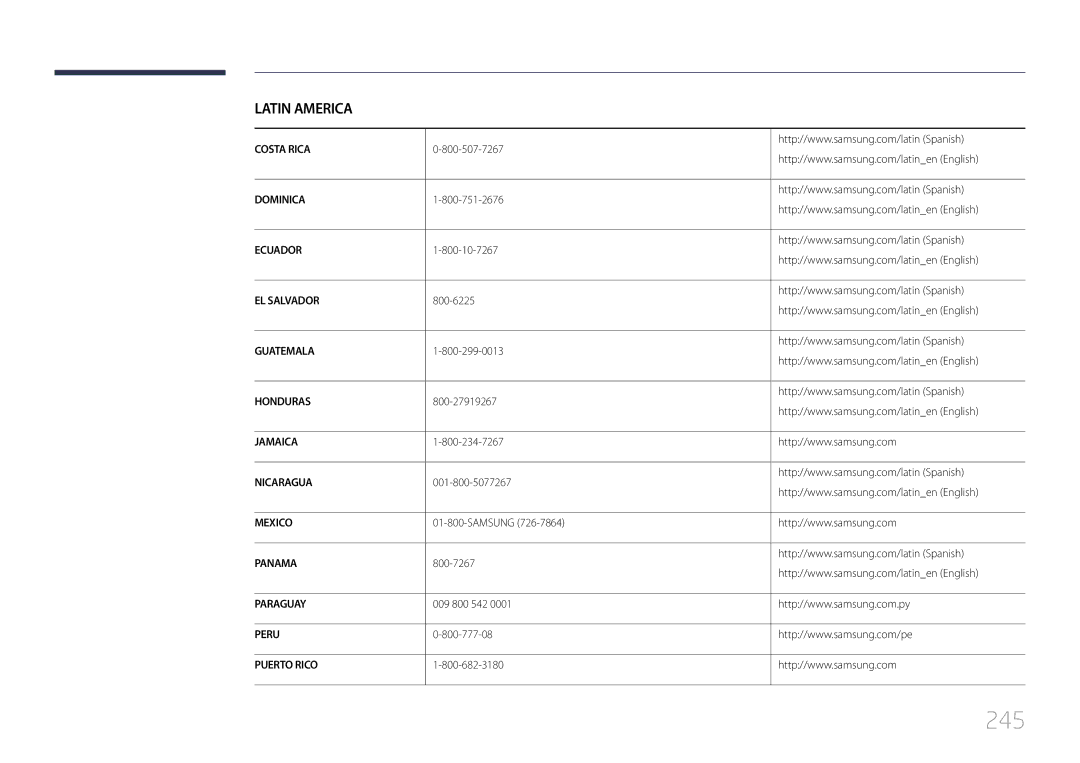 Samsung LH95MECPLBC/XS, LH95MECPLBC/EN, LH95MECPLBC/UE, LH95MECPLBC/NG, LH95MECPLBC/HD, LH95MECPLBC/XY manual 245 