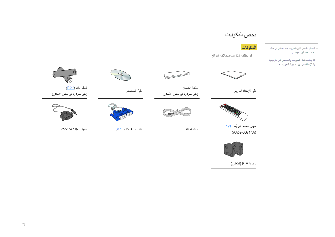 Samsung LH95MECPLBC/HD, LH95MECPLBC/EN, LH95MECPLBC/UE, LH95MECPLBC/NG manual تانوكملا صحف, P.22‎ تايراطبلا, نامضلا ةقاطب 