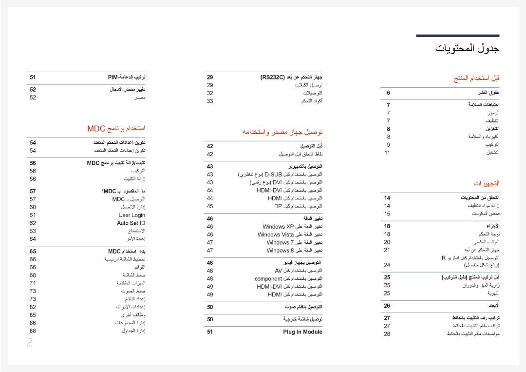 Samsung LH95MECPLBC/NG, LH95MECPLBC/EN, LH95MECPLBC/UE, LH95MECPLBC/HD manual تايوتحملا لودج 