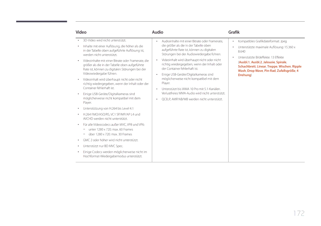 Samsung LH95MECPLBC/EN manual 172, Video Audio 