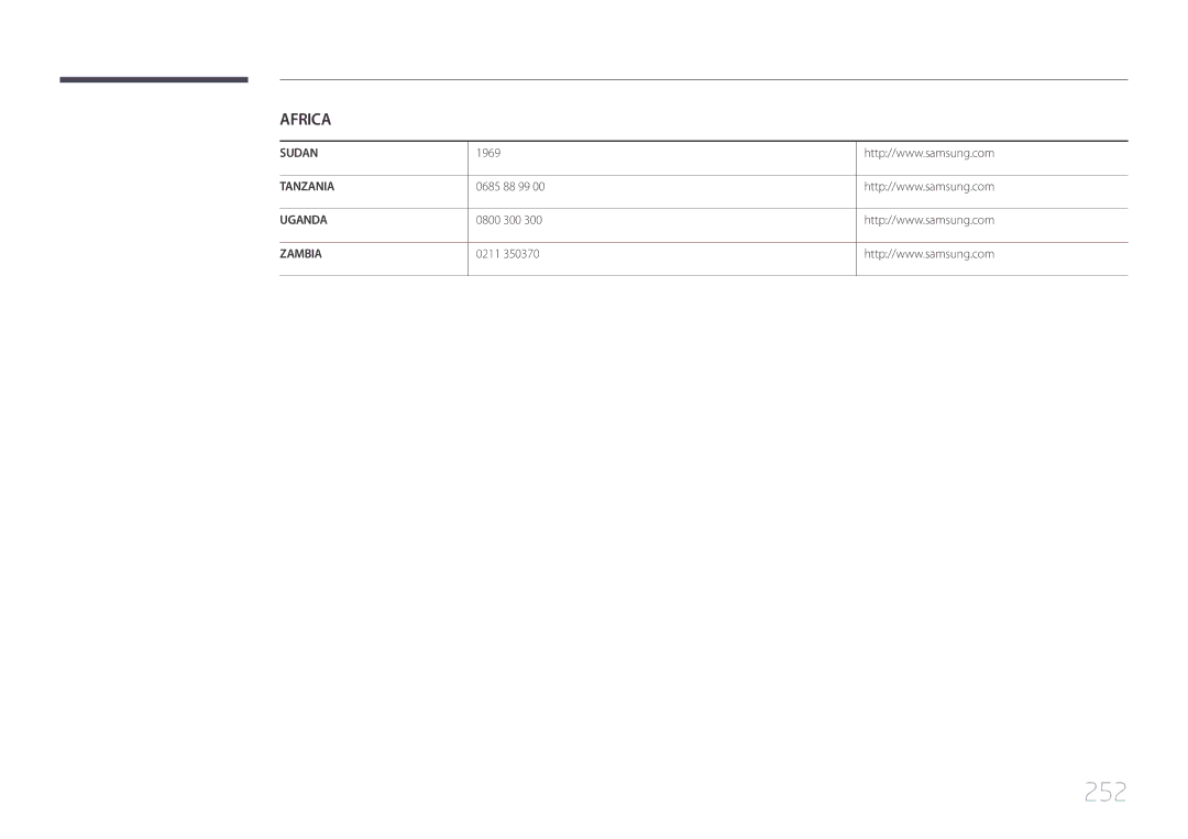 Samsung LH95MECPLBC/EN manual 252, 1969, 0685 88 99, 0800 300, 0211 