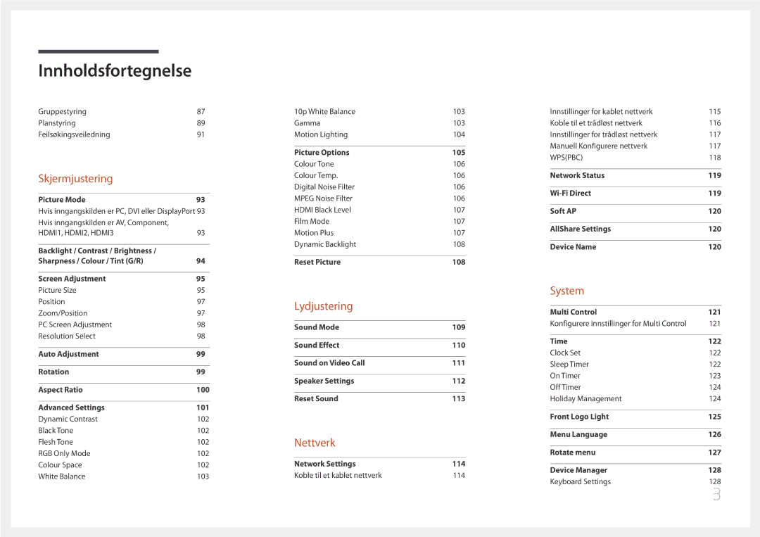 Samsung LH95MECPLBC/EN manual Skjermjustering 