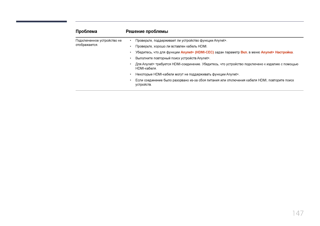 Samsung LH95MECPLBC/EN manual 147, Проблема 