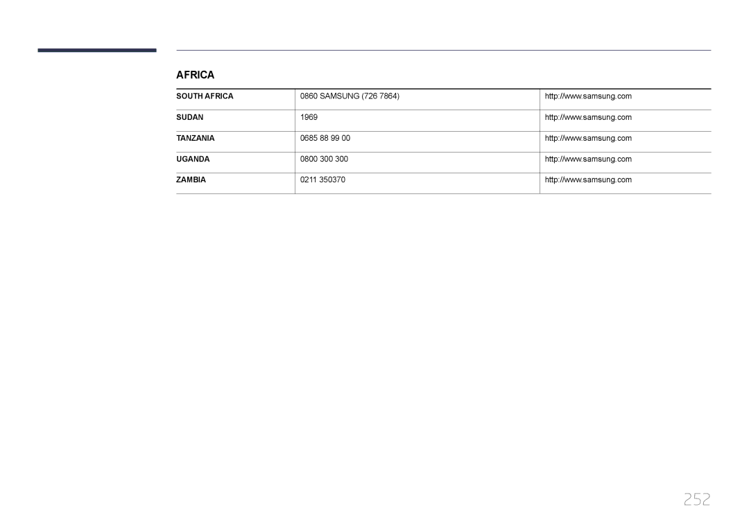 Samsung LH95MECPLBC/EN manual 252, Samsung 726, 88 99, 300, 0211 