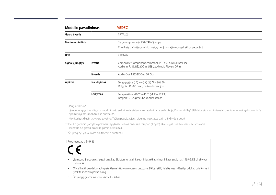 Samsung LH95MECPLBC/EN manual 239 