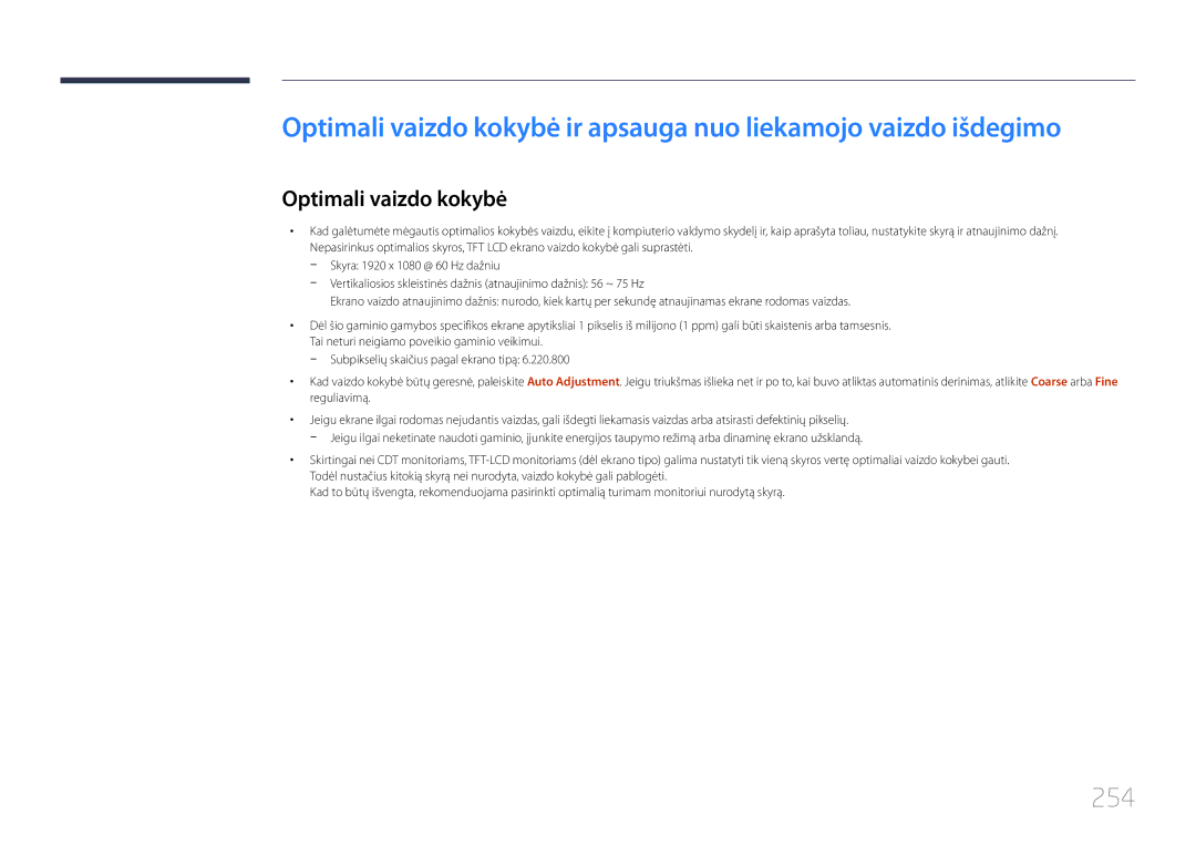 Samsung LH95MECPLBC/EN manual 254, Optimali vaizdo kokybė 