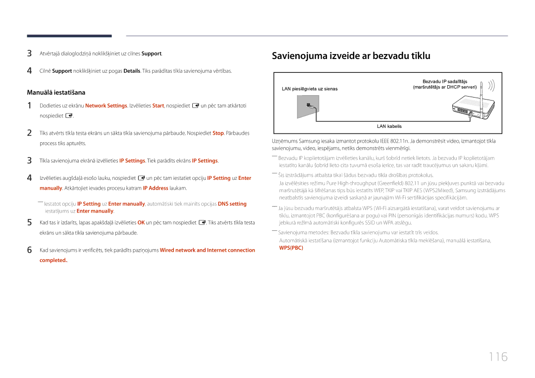 Samsung LH95MECPLBC/EN manual 116, Savienojuma izveide ar bezvadu tīklu, Completed 