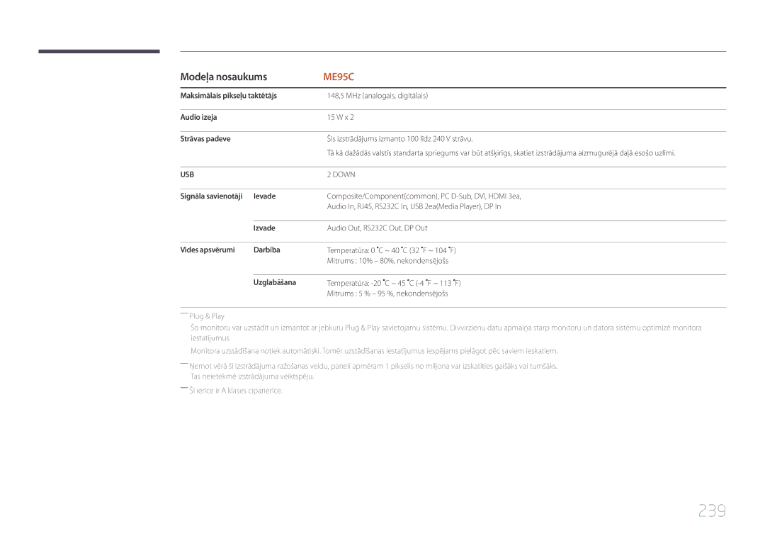 Samsung LH95MECPLBC/EN manual 239 