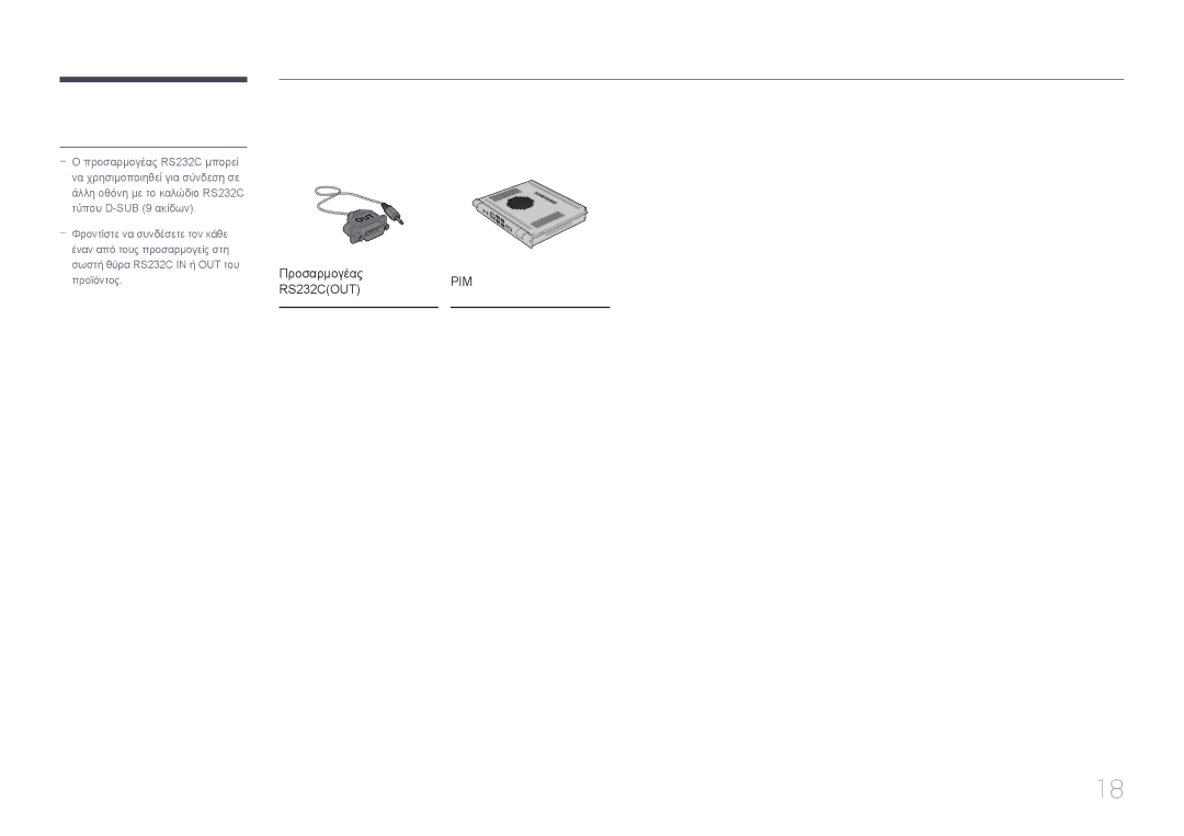 Samsung LH95MECPLBC/EN manual ΠροσαρμογέαςPIM RS232COUT 