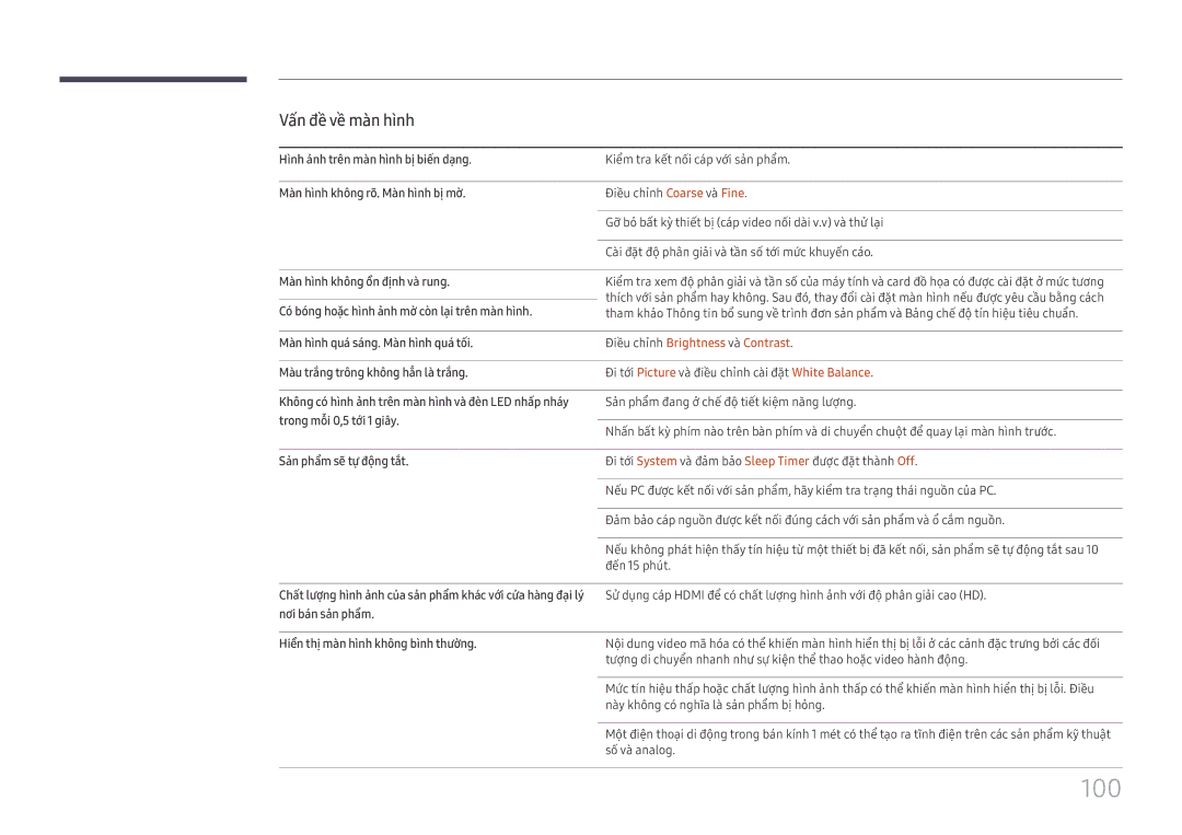 Samsung LH75QMFPLGC/XV, LH98QMFPBGC/XV, LH98QMFPLGC/XV manual 100, Điều chỉnh Brightness và Contrast 