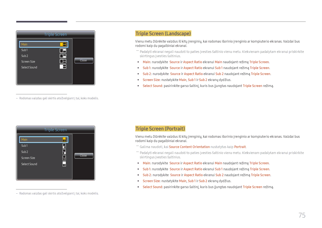 Samsung LH75QMFPLGC/EN, LH98QMFPLGC/EN manual Triple Screen Landscape, Triple Screen Portrait 