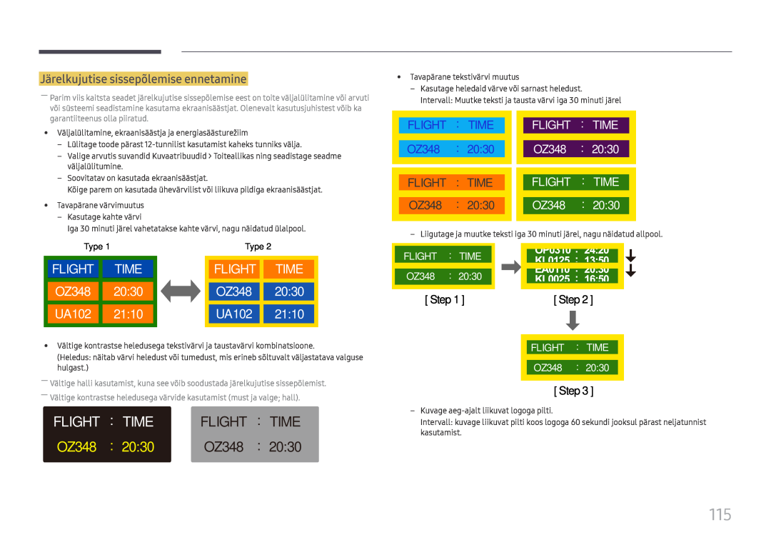 Samsung LH75QMFPLGC/EN, LH98QMFPLGC/EN manual Time, 2030, Flight, OZ348, UA102, 2110 