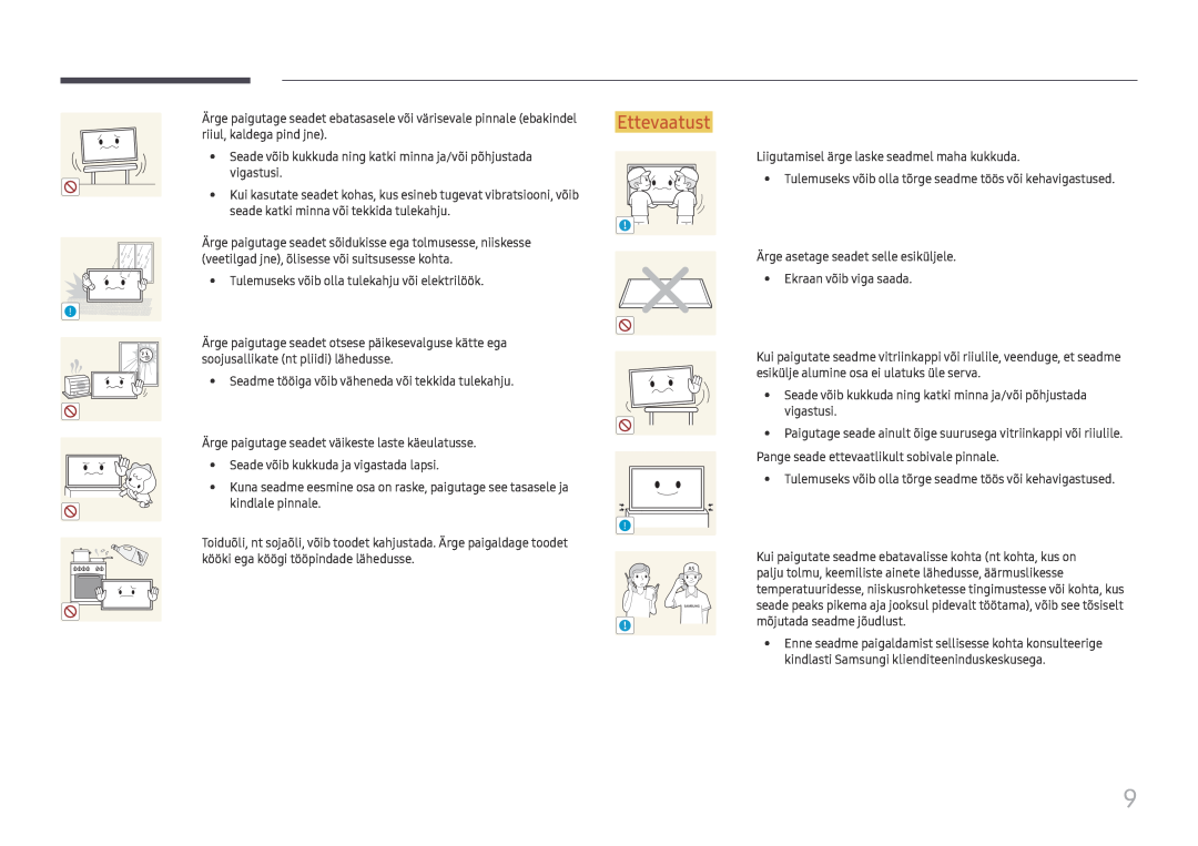 Samsung LH75QMFPLGC/EN, LH98QMFPLGC/EN manual Ettevaatust, Samsung 