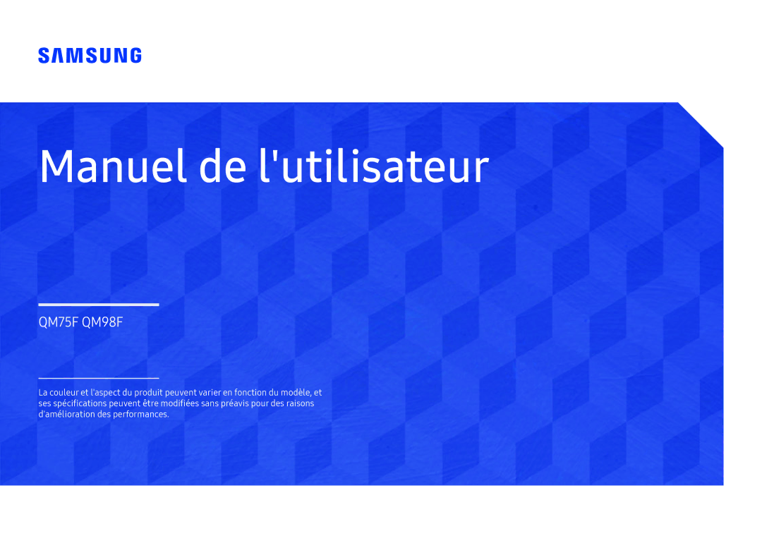 Samsung LH98QMFPBGC/EN, LH98QMFPLGC/EN, LH75QMFPLGC/EN manual Manuel de lutilisateur 