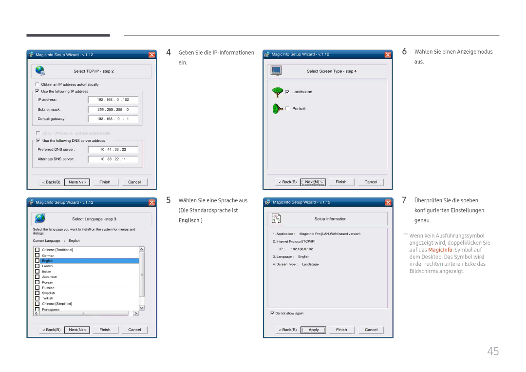 Samsung LH98QMFPLGC/EN, LH98QMFPBGC/EN, LH75QMFPLGC/EN manual BackB Apply Finish Cancel 