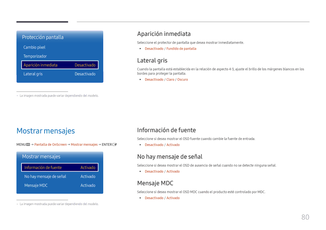 Samsung LH75QMFPLGC/EN, LH98QMFPLGC/EN, LH98QMFPBGC/EN manual Mostrar mensajes 