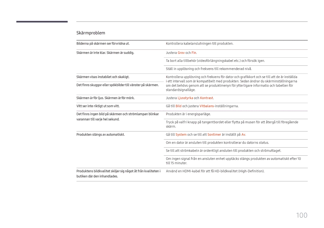 Samsung LH98QMFPBGC/EN, LH98QMFPLGC/EN, LH75QMFPLGC/EN manual 100, Justera Ljusstyrka och Kontrast 