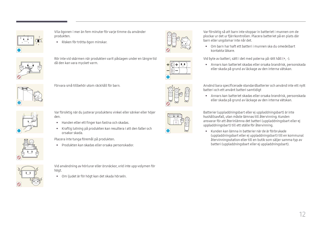 Samsung LH98QMFPLGC/EN, LH98QMFPBGC/EN, LH75QMFPLGC/EN manual Orsakar skada 