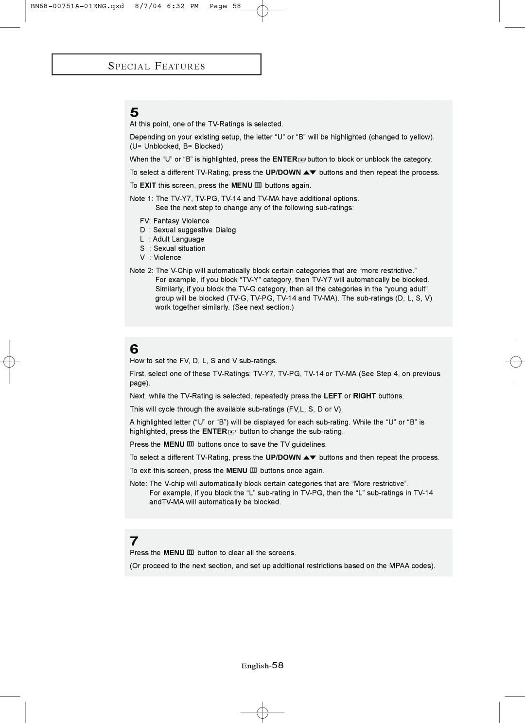 Samsung LN-P327W, LN-P267W manual English-58 