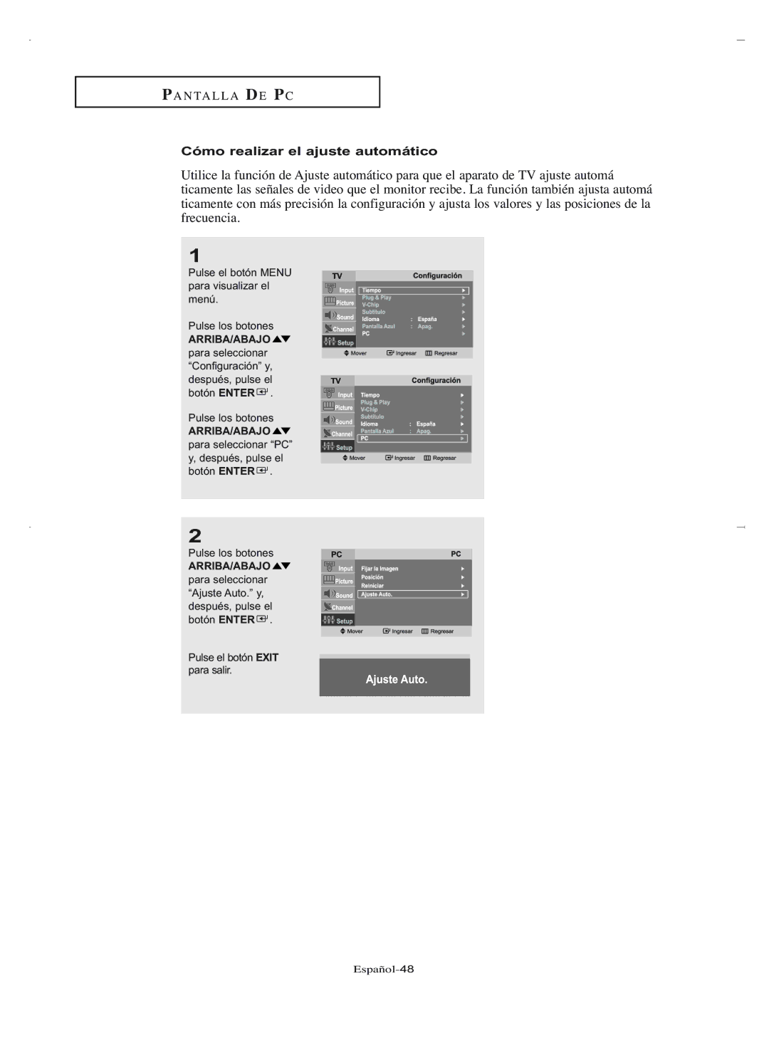 Samsung LN-R2050, LN-R1550 manual Cómo realizar el ajuste automático 