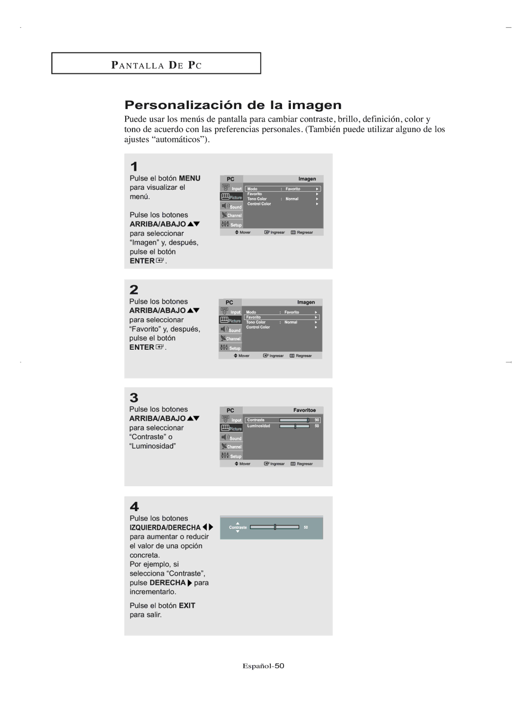 Samsung LN-R2050, LN-R1550 manual Personalización de la imagen 