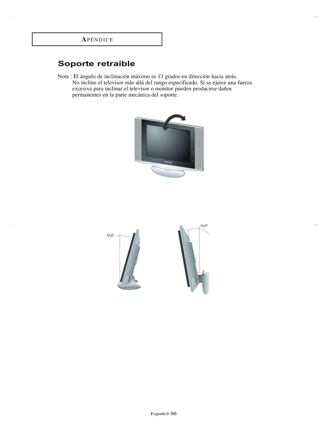 Samsung LN-R2050, LN-R1550 manual Soporte retraíble 