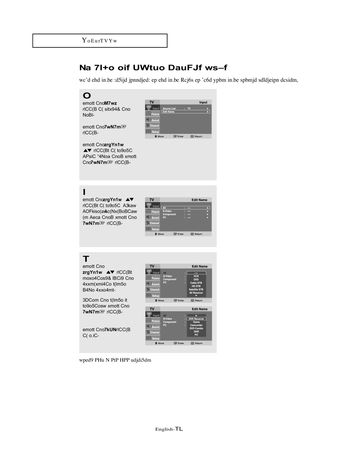 Samsung LN-R1742 manual To Edit the Input Source Name 