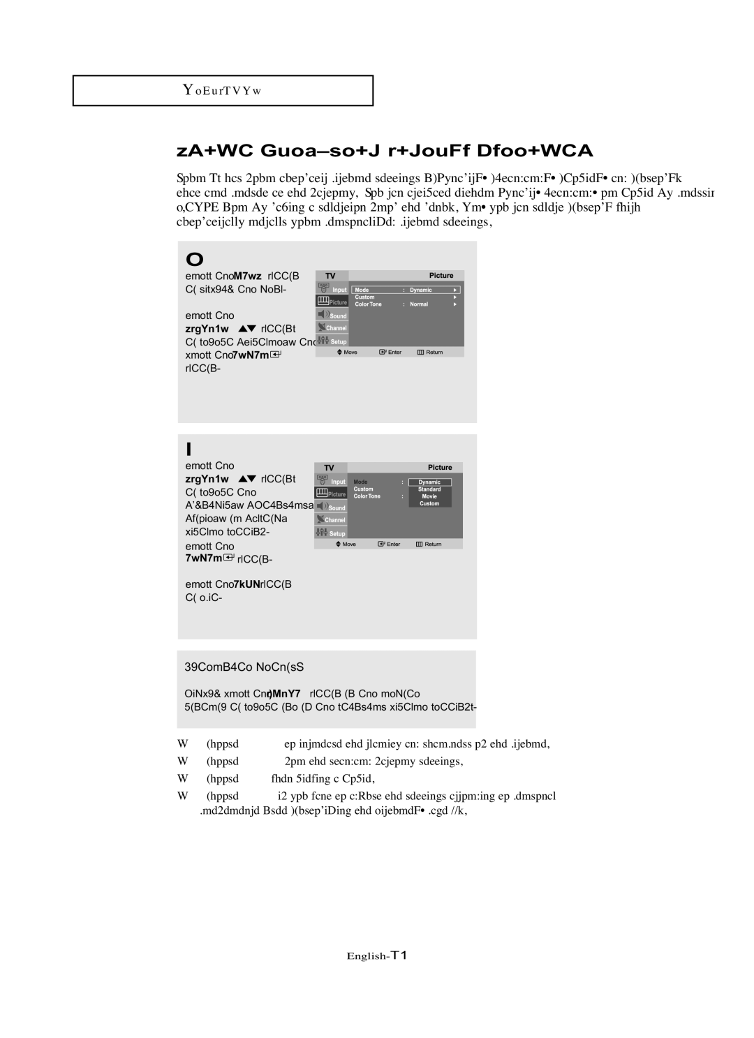 Samsung LN-R1742 manual Using Automatic Picture Settings, Alternate method 