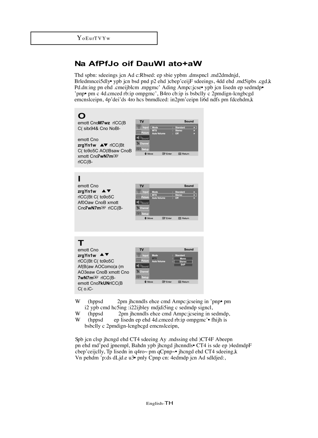 Samsung LN-R1742 manual To select the Sound option 