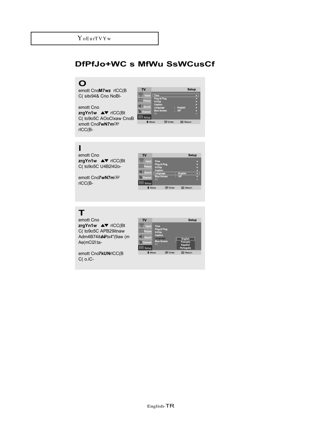 Samsung LN-R1742 manual Selecting a Menu Language 