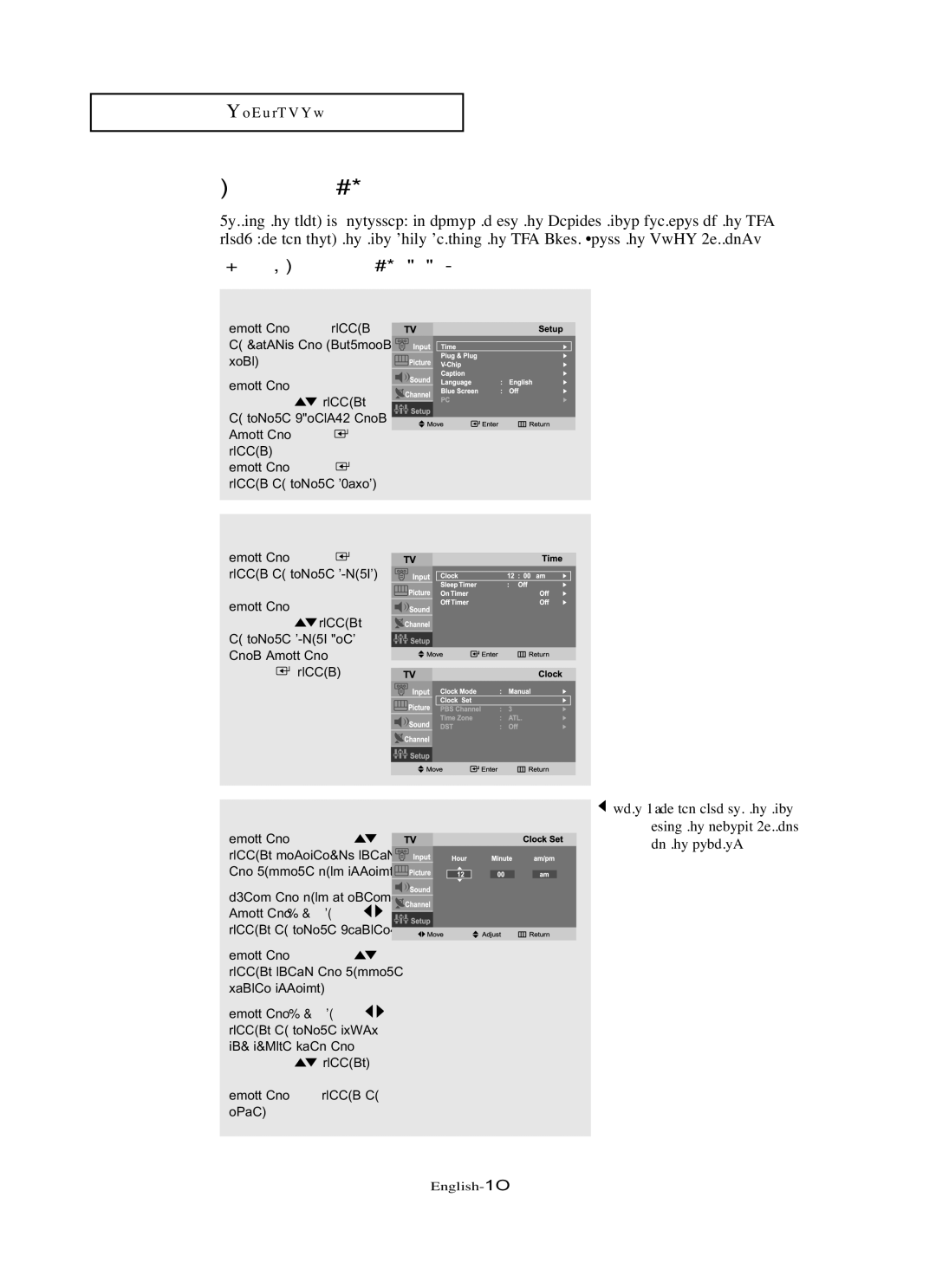 Samsung LN-R1742 manual Option 1 Setting the Clock Manually 