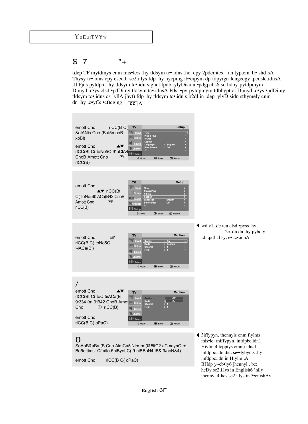 Samsung LN-R1742 manual Viewing Closed Captions 