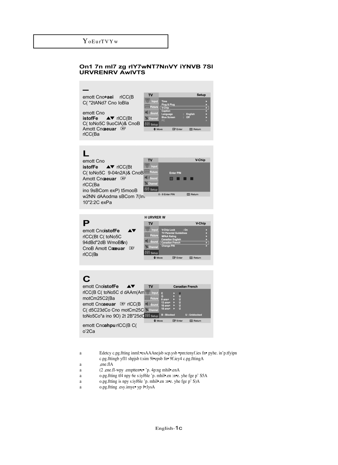 Samsung LN-R1742 manual How to Set up Restrictions Using Canadian French 